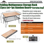 CAMPINGMOON T-233-2TP Steel Field Rack Stackable Table Set With Bamboo Plate