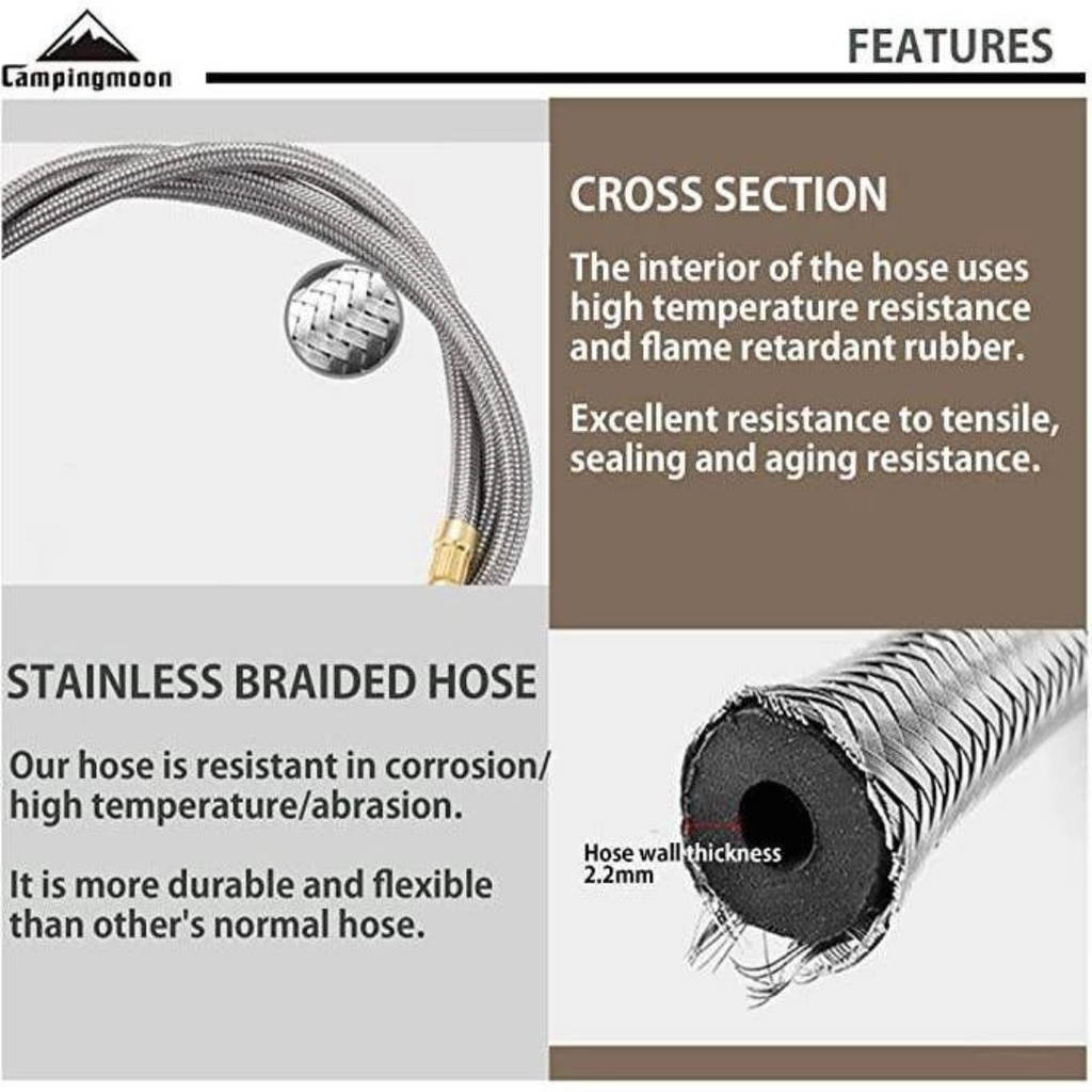 CAMPINGMOON Z16 Gas Hose Extender Screw Type Gas Conversion Adapter