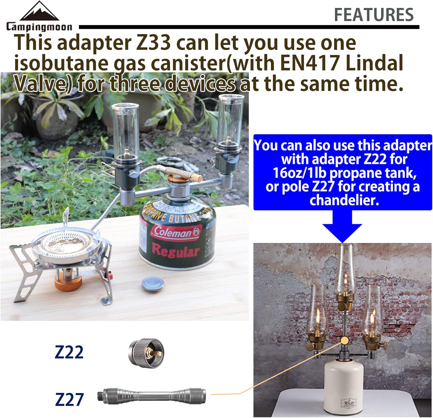 CAMPINGMOON Z33 Screw Type Adapter (1 turn 3) Output