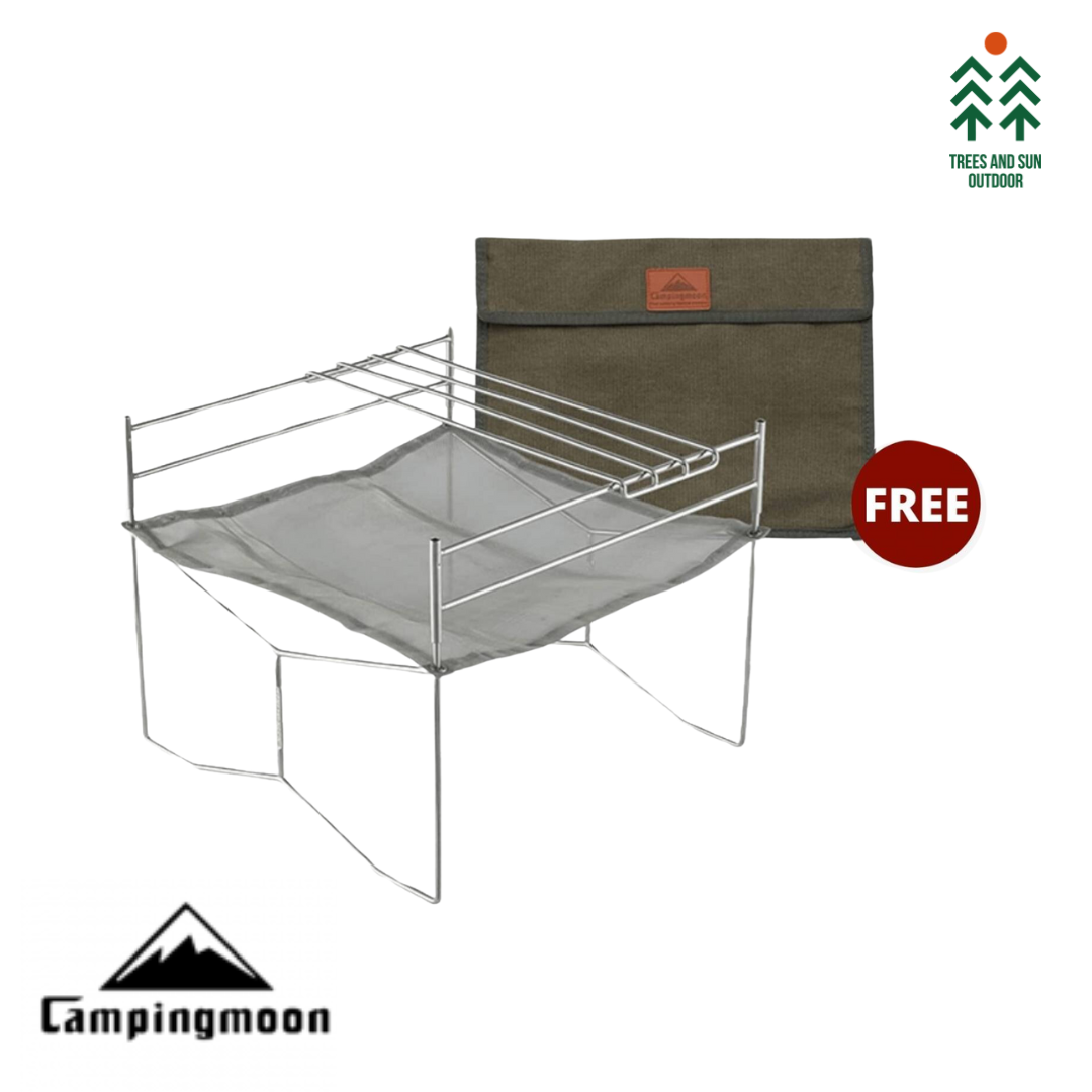 CAMPINGMOON SOLO 202 Small Mesh Fire Pit with Cooking Grate Bonfire