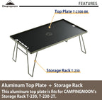 CAMPINGMOON T-2308 Aluminum Alloy Field Rack Steel Top Plate Table
