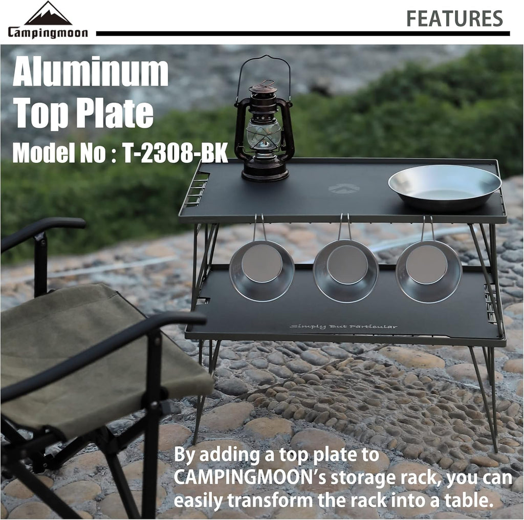 CAMPINGMOON T-2308 Aluminum Alloy Field Rack Steel Top Plate Table
