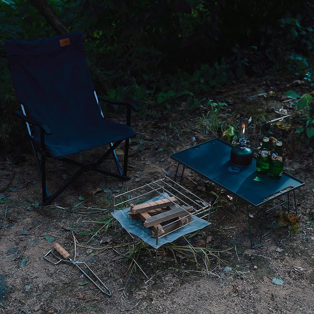 CAMPINGMOON SOLO 202 Small Mesh Fire Pit with Cooking Grate Bonfire