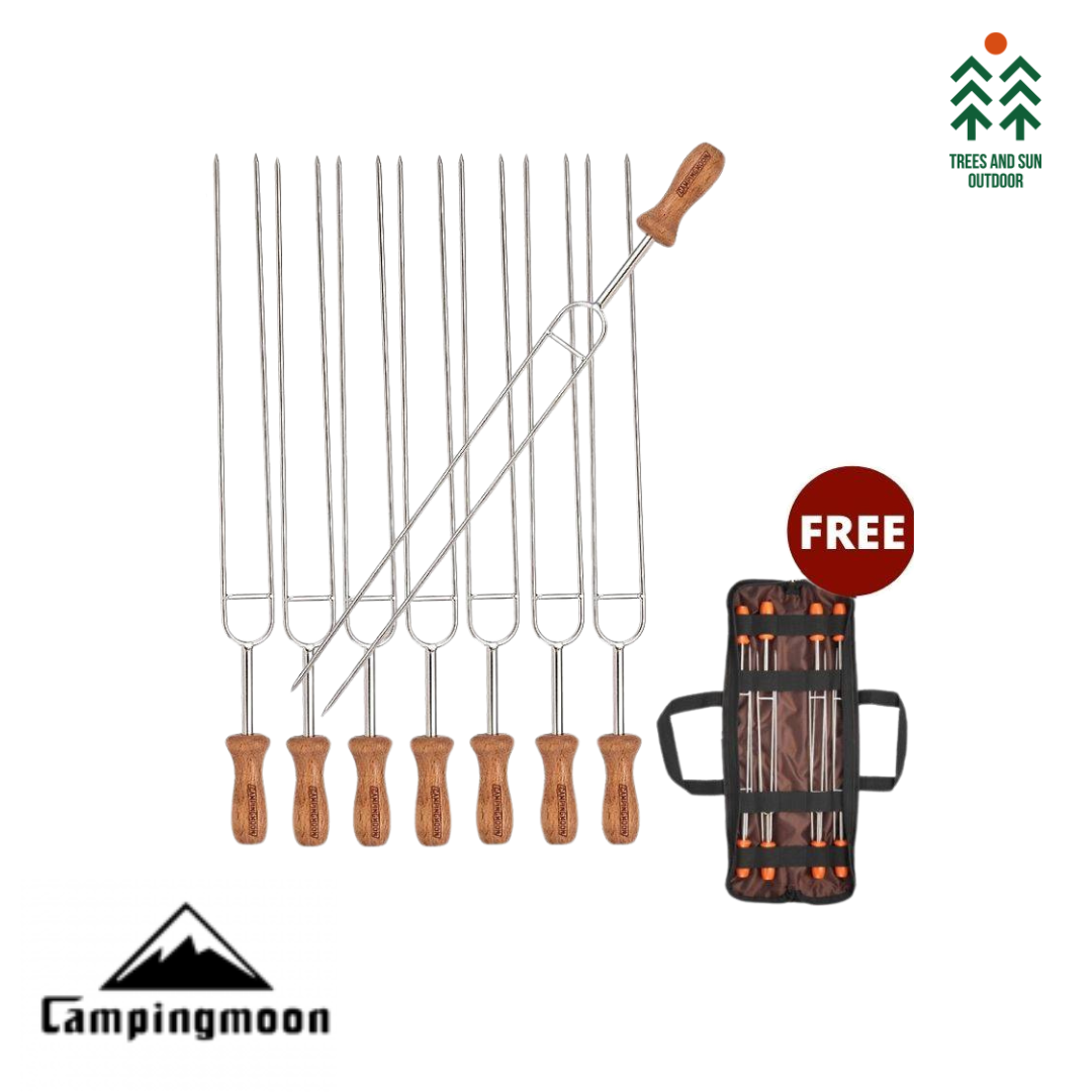 CAMPINGMOON MK-8 Steel Double Grill Roast Needle 8 Pcs BBQ