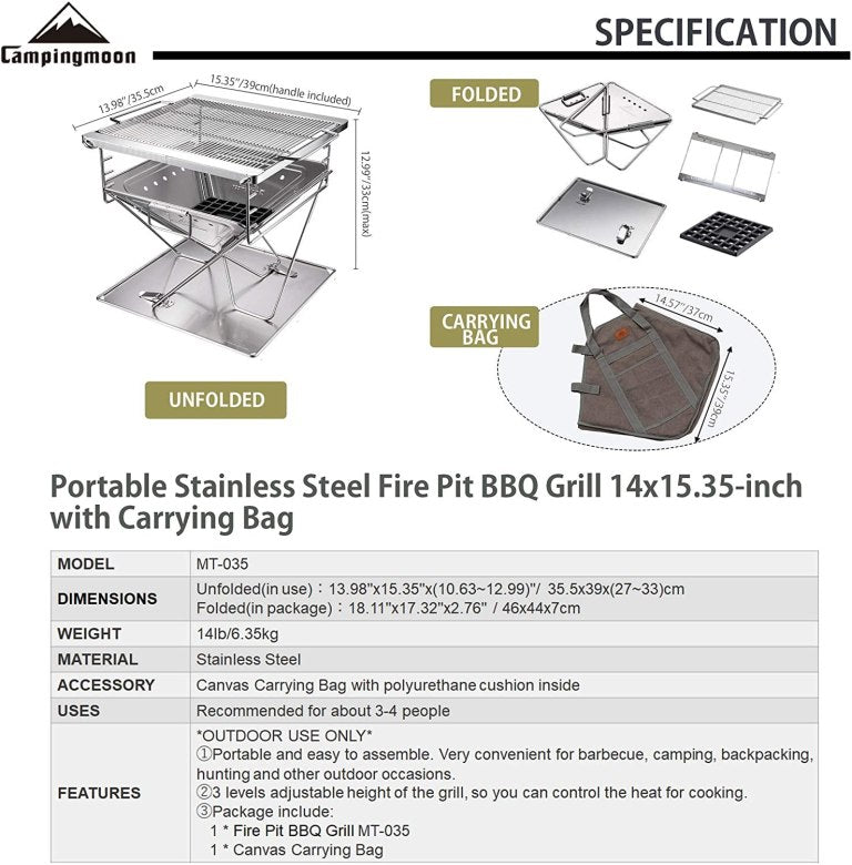 CAMPINGMOON MT-035 M-Pro BBQ Portable Stove