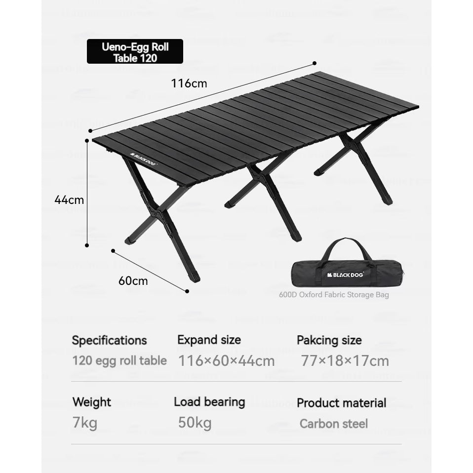 BLACKDOG Egg Roll Folding Table – 116 cm