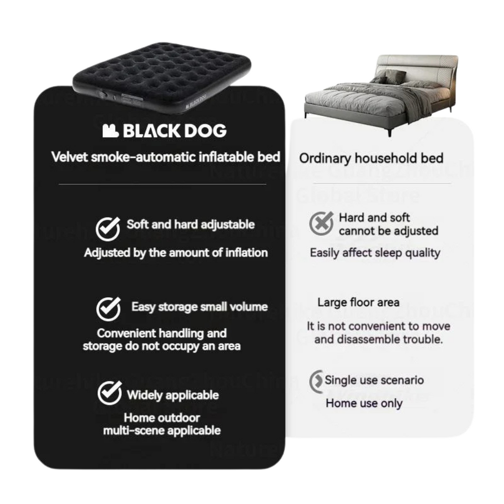 BLACKDOG Double Mattress Air Bed Built-in Air Pump
