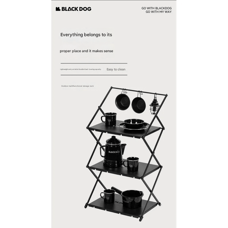 BLACKDOG 3 Tier Metal Rack Aluminum Folding Shelf