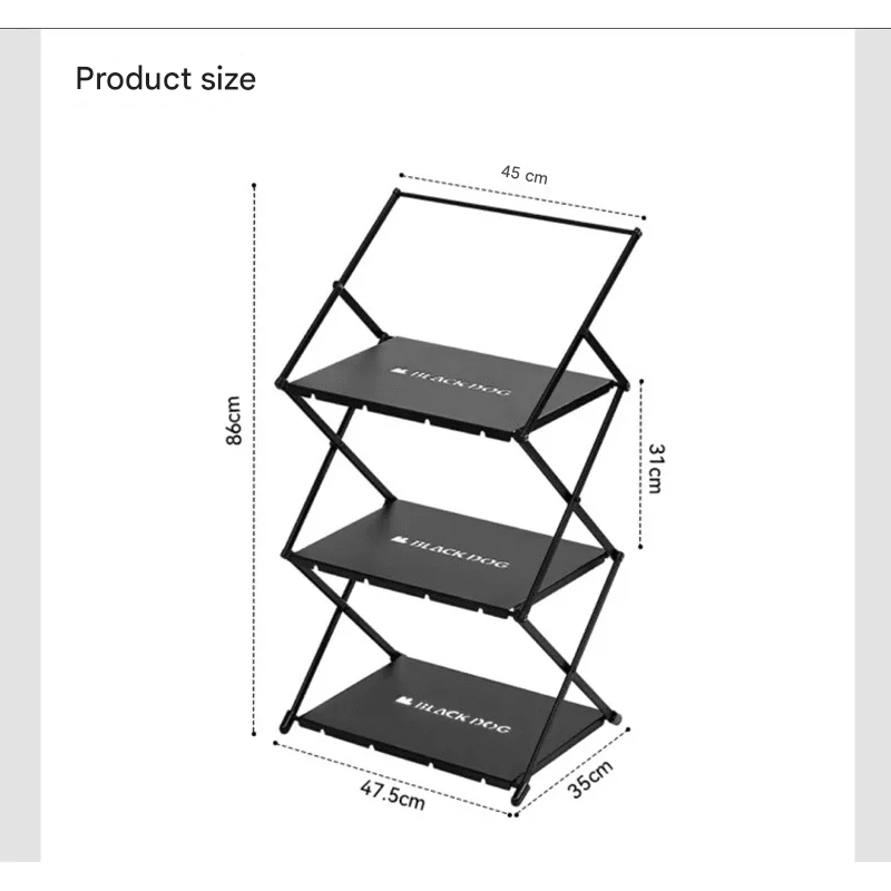 BLACKDOG 3 Tier Metal Rack Aluminum Folding Shelf