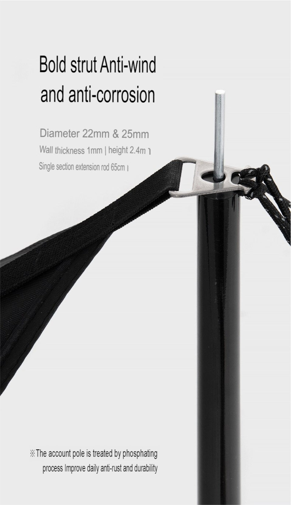 BLACKDOG 4-Section Canopy Pole 2.4 Meters