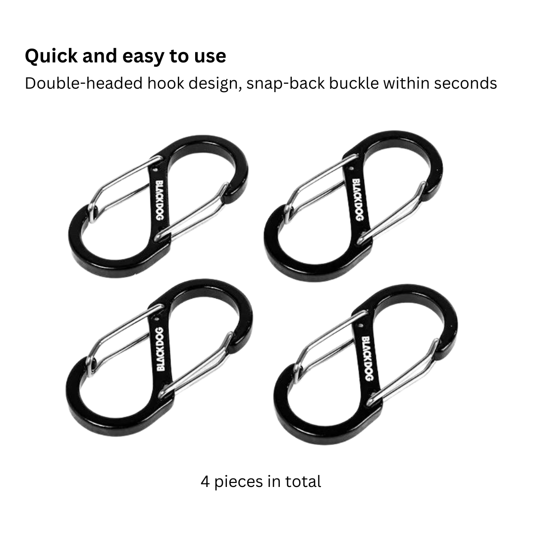 BLACKDOG Aluminum Alloy Double Head Hook Carabiners 4Pcs