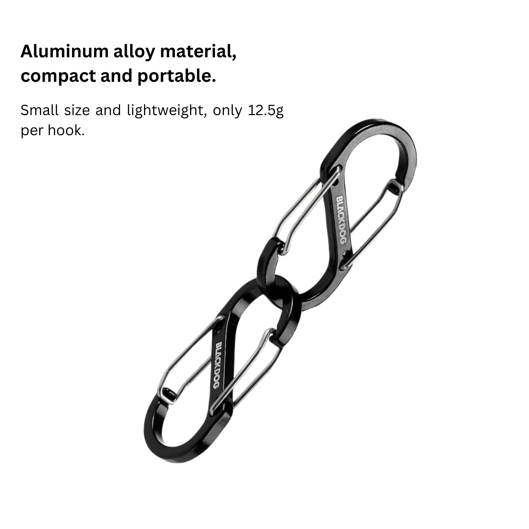 BLACKDOG Aluminum Alloy Double Head Hook Carabiners 4Pcs