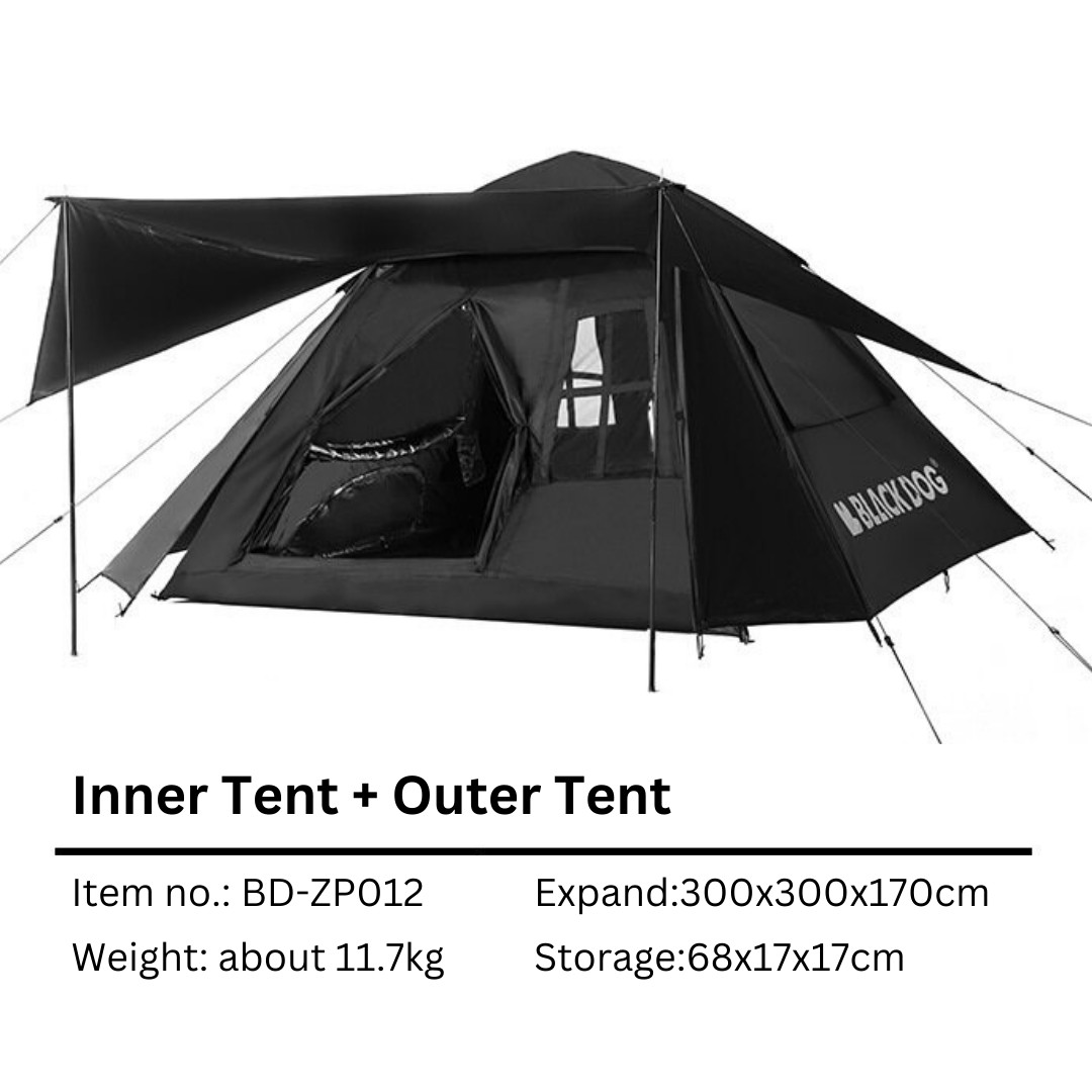 bd tents BLACKDOG Automatic Dome Tent Cabin 4 People – TREES AND SUN OUTDOOR