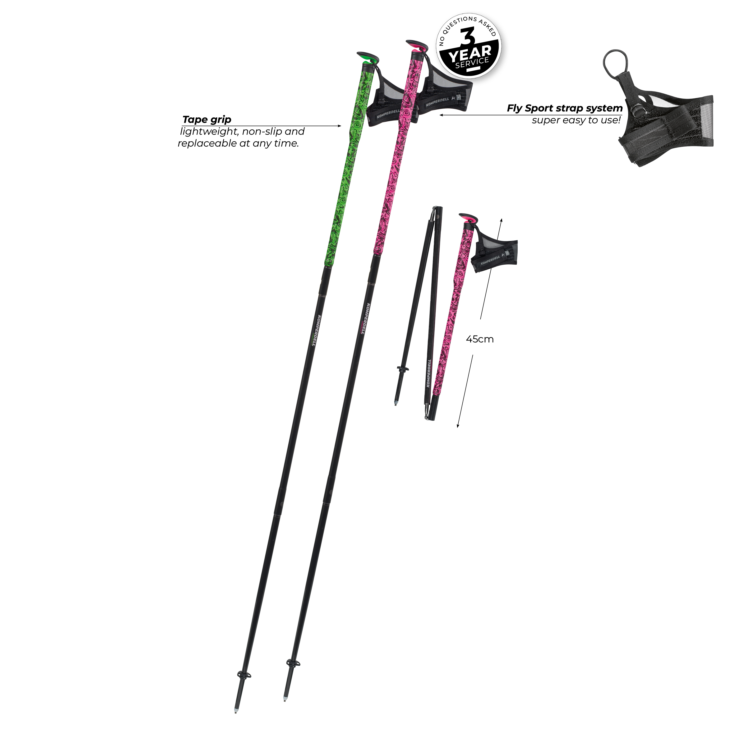 KOMPERDELL Carbon FXP Ultra The Erlkönig Pink Lightweight Trekking Pole