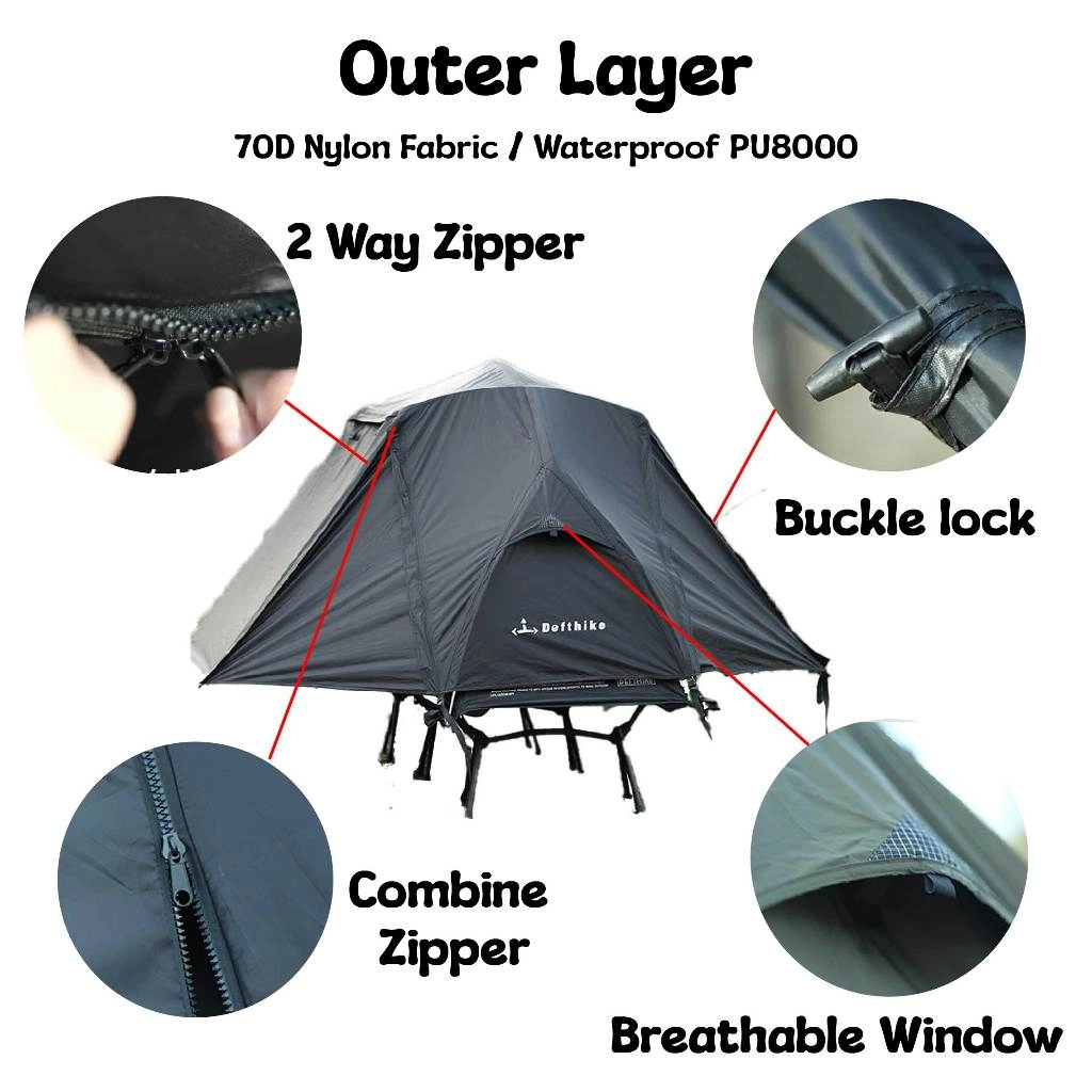 DEFTHIKE Military Cot Bed Tent 1P Q006