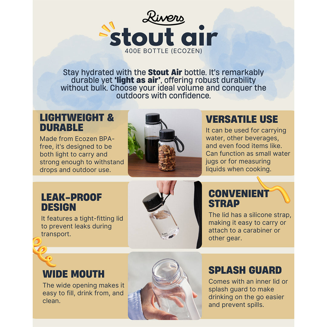 RIVER Stout Air 400E ECOZEN 400ML Leak-Proof Tritan Sports Water Bottle