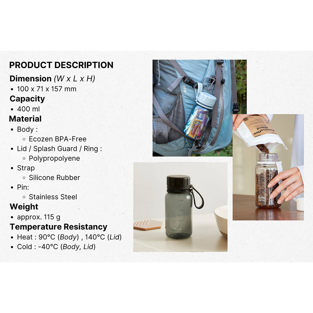 RIVER Stout Air 400E ECOZEN 400ML Leak-Proof Tritan Sports Water Bottle