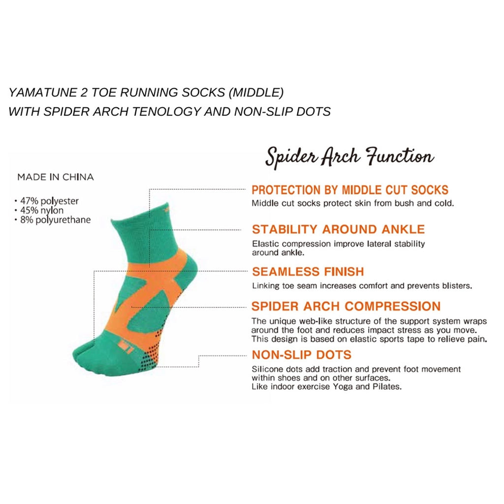 YAMATUNE 5 Toe Mid with Non-Slip Socks