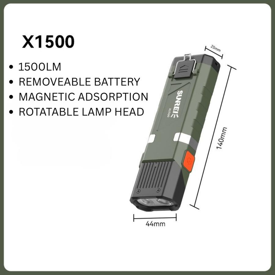 SUNREI X1500 Multifunction Tactical Flashlight 1500LM
