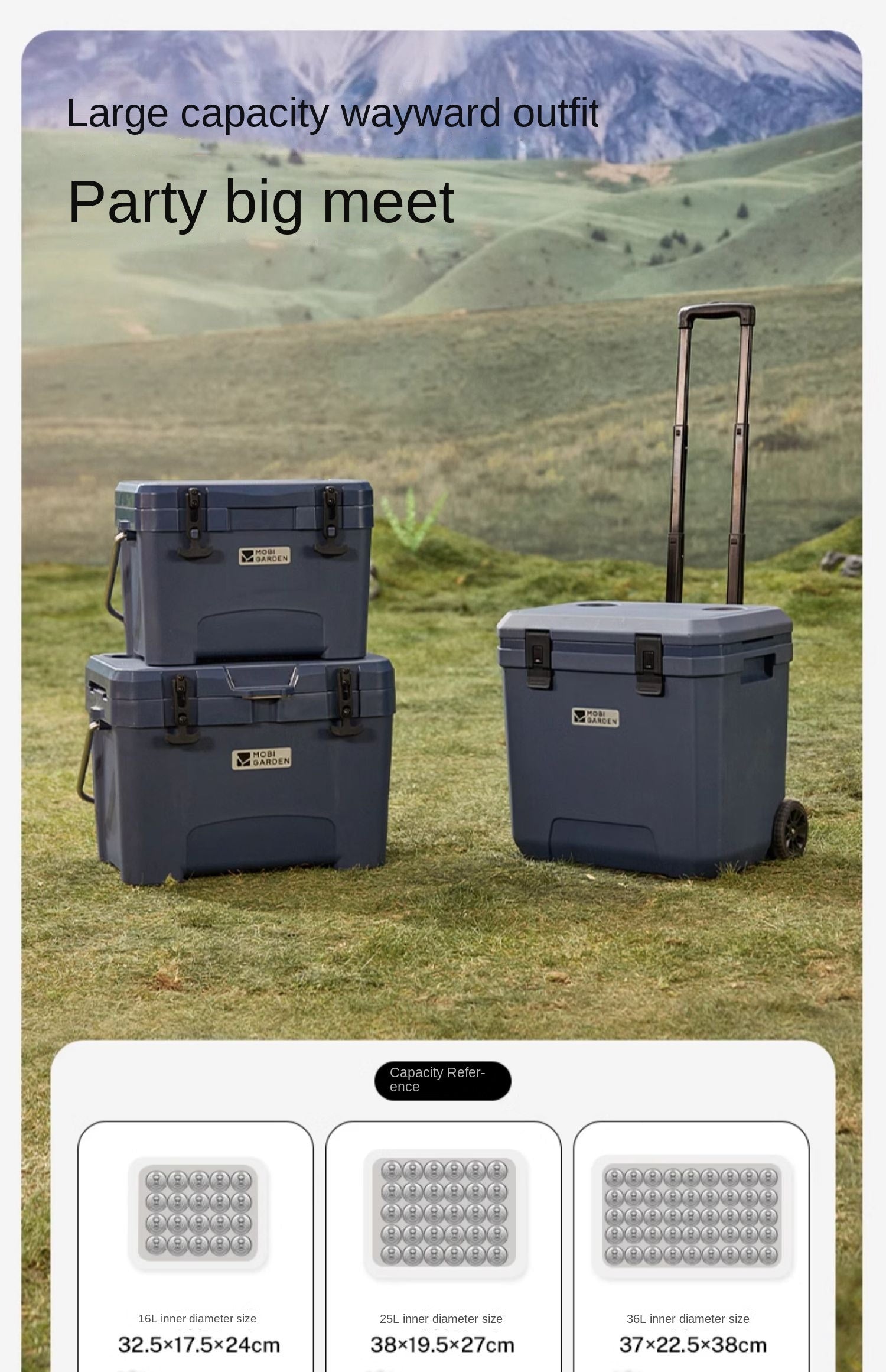 MOBI GARDEN Glacier Insulated Cooler Box Roller 36L