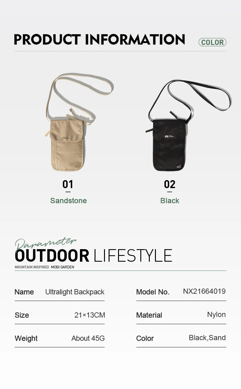 MOBI GARDEN Travel Neck ID Bag