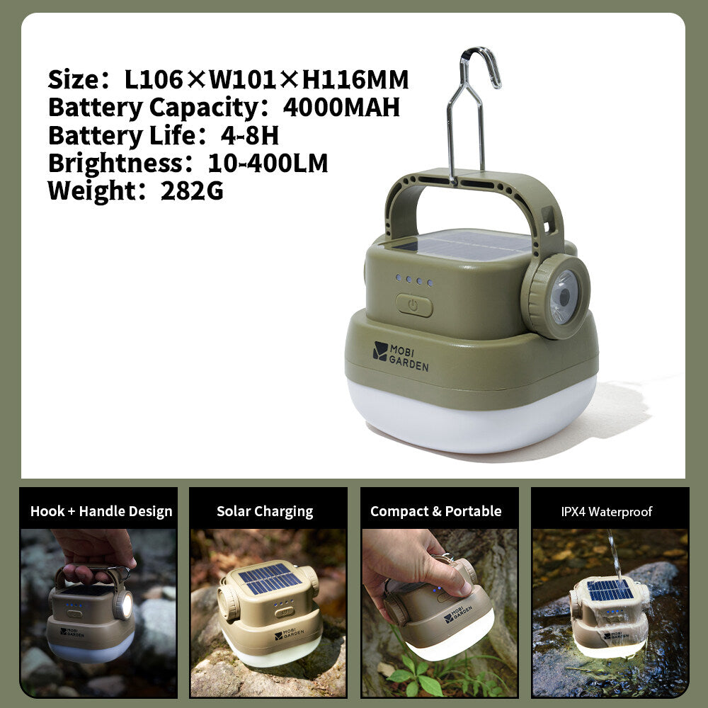 MOBI GARDEN Star Camp Solar Lantern – 400 Lumens