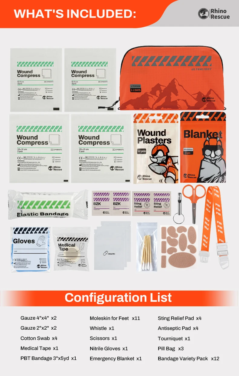 RHINO RESCUE Ultralight First Aid Standard – Orange