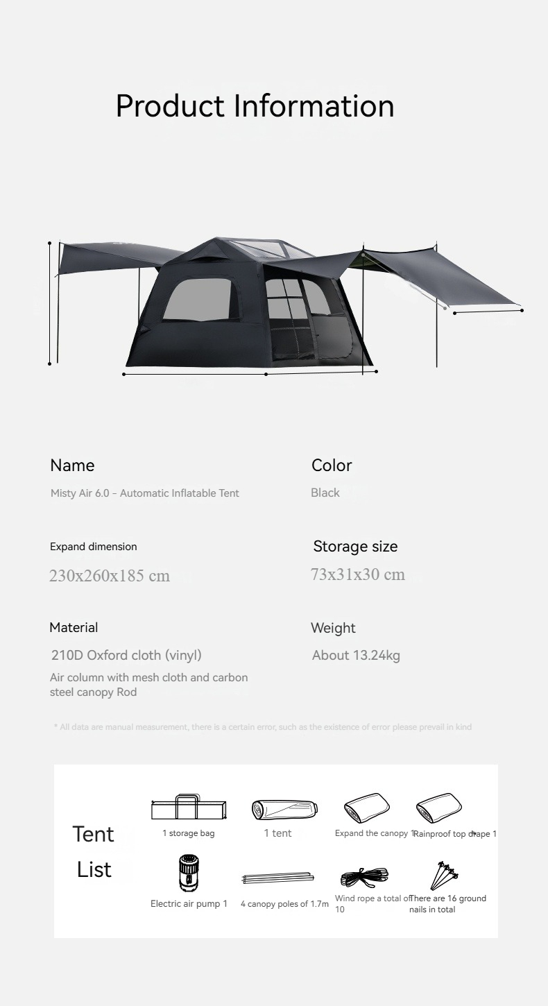 BLACKDOG Misty Island 6.0 Air Tent – 230CM X 260CM