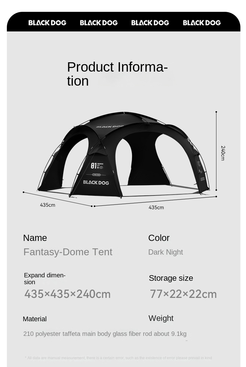 BLACKDOG Fantasy City Dome Tent – 435CM X 435CM