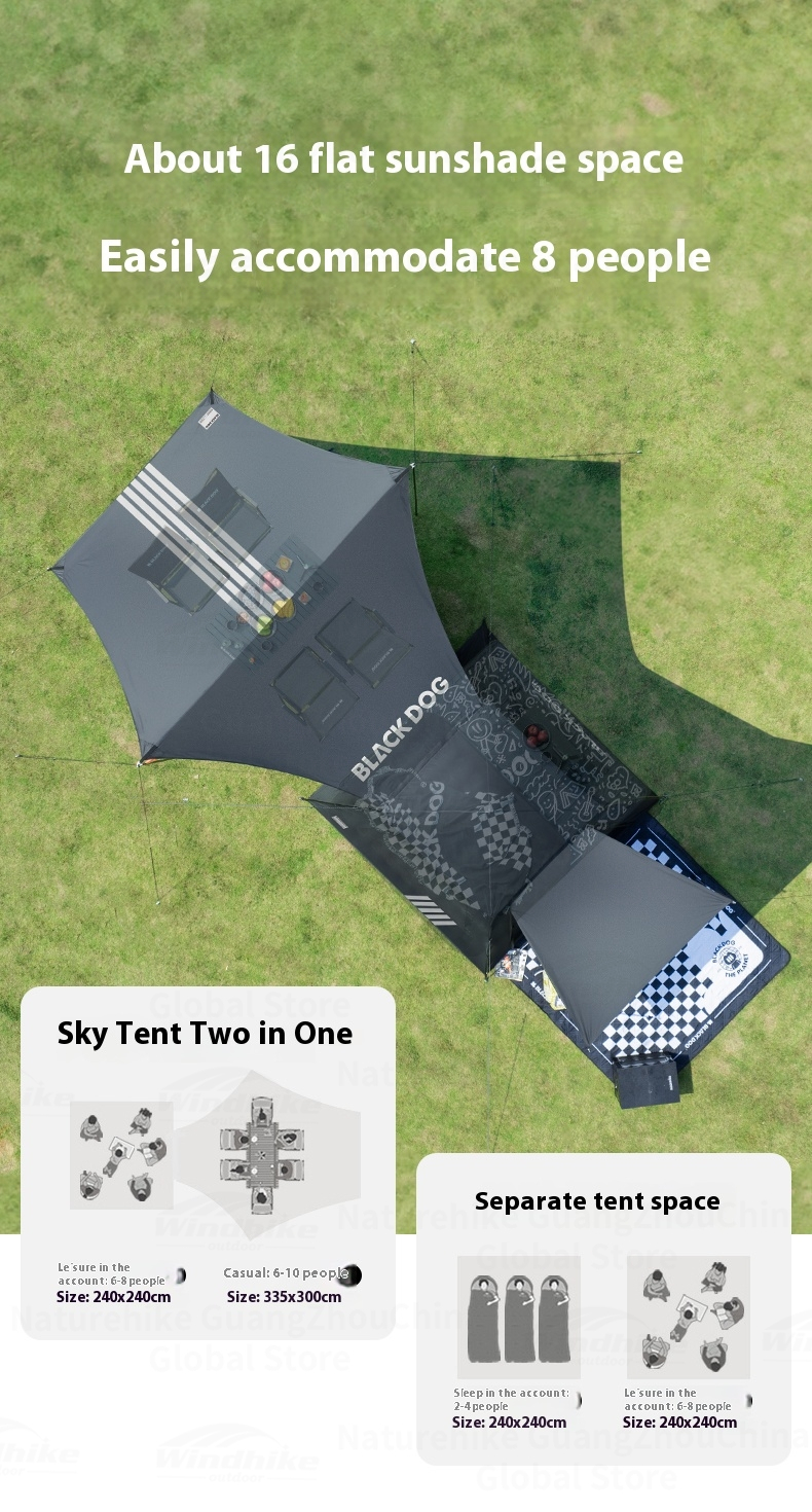 BLACKDOG Leisure Auto Tent 2 Door 2 Window – 240CM X 240CM