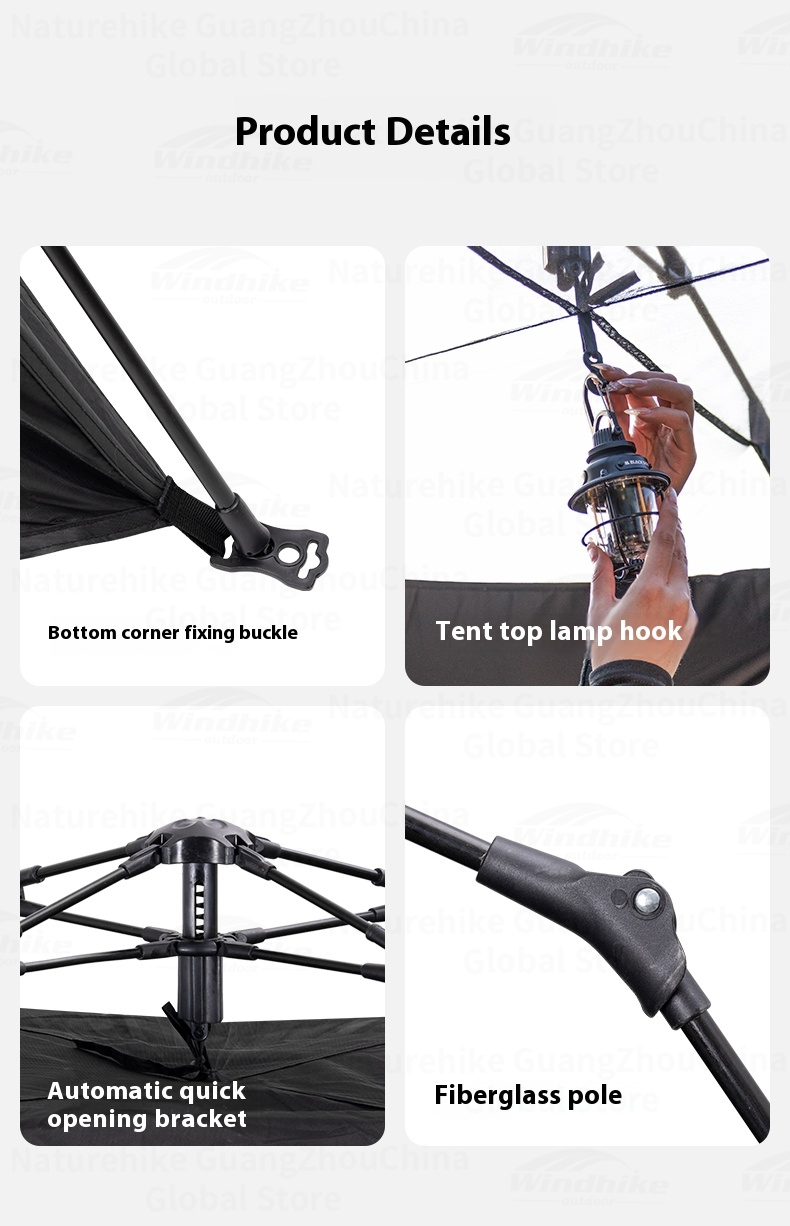 BLACKDOG Leisure Auto Tent 2 Door 2 Window – 240CM X 240CM