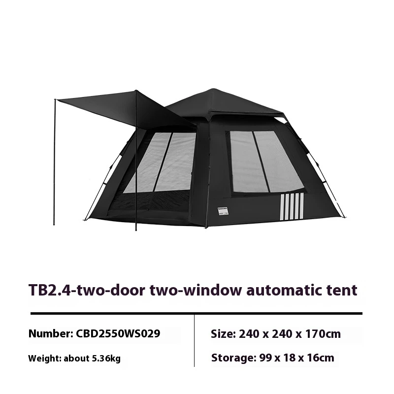 BLACKDOG Leisure Auto Tent 2 Door 2 Window – 240CM X 240CM
