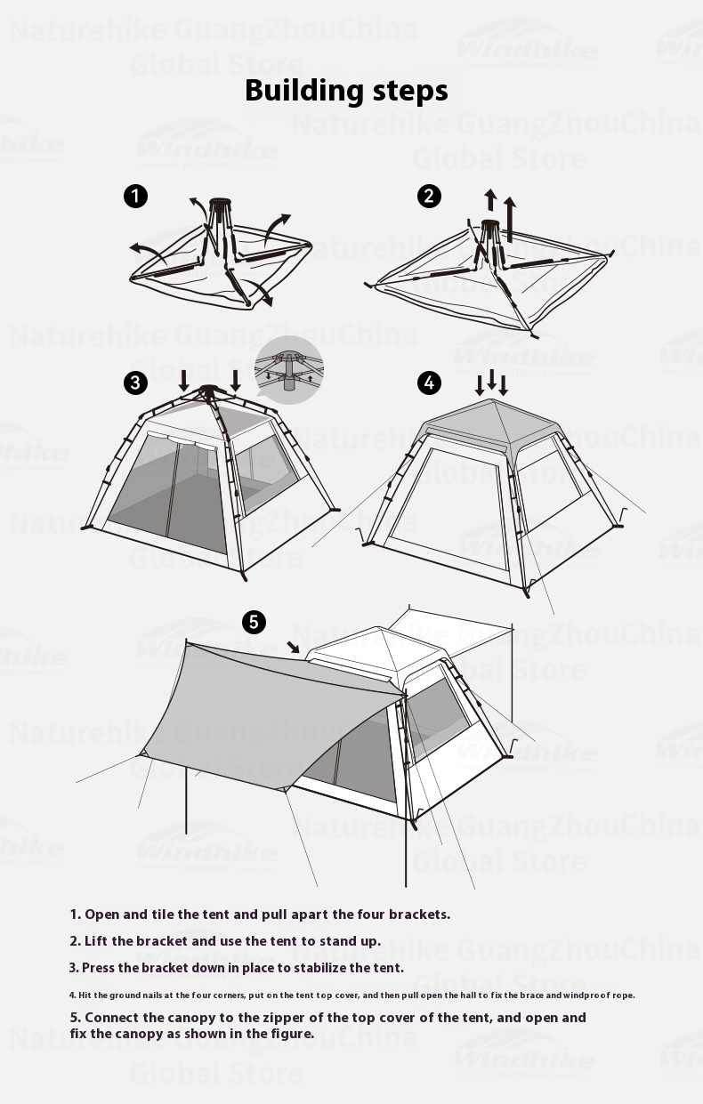 BLACKDOG Leisure Auto Tent 2 Door 2 Window – 240CM X 240CM