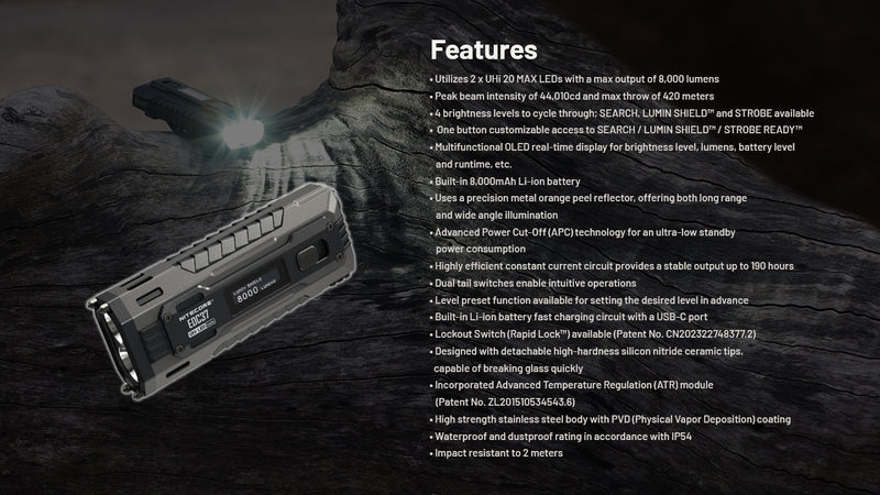 NITECORE EDC37 Tactical Flashlight 8000LM