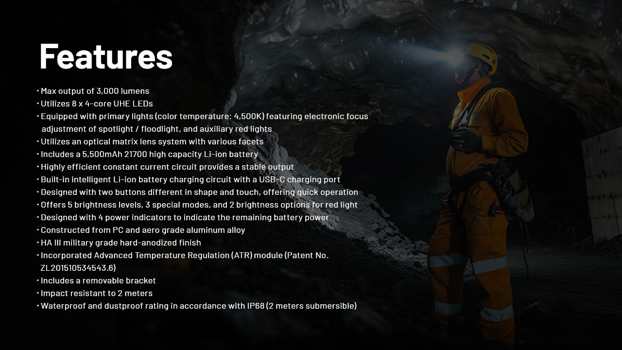 NITECORE HC75 UHE Work Headlamp 3000LM