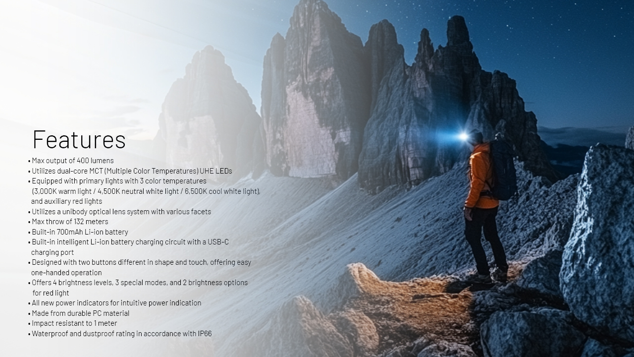 NITECORE NU25 MCT UL Ultra-Light Headlamp 400LM