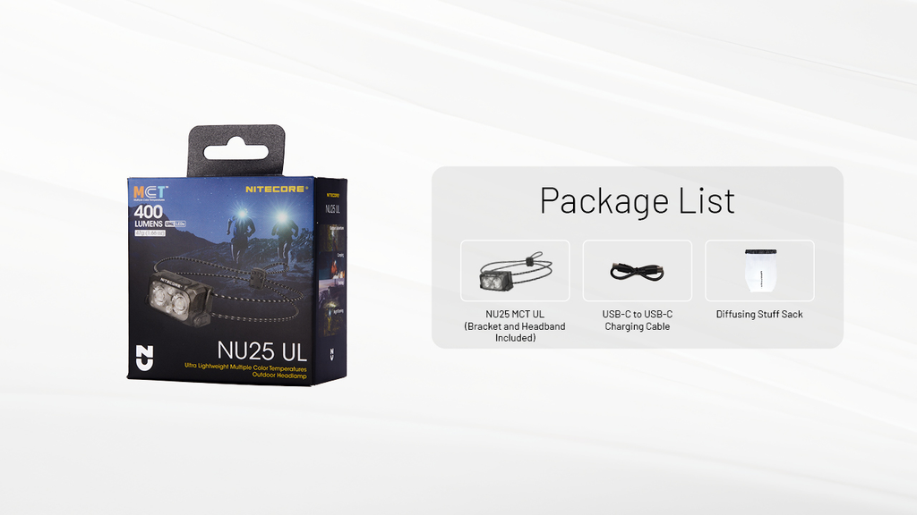 NITECORE NU25 MCT UL Ultra-Light Headlamp 400LM