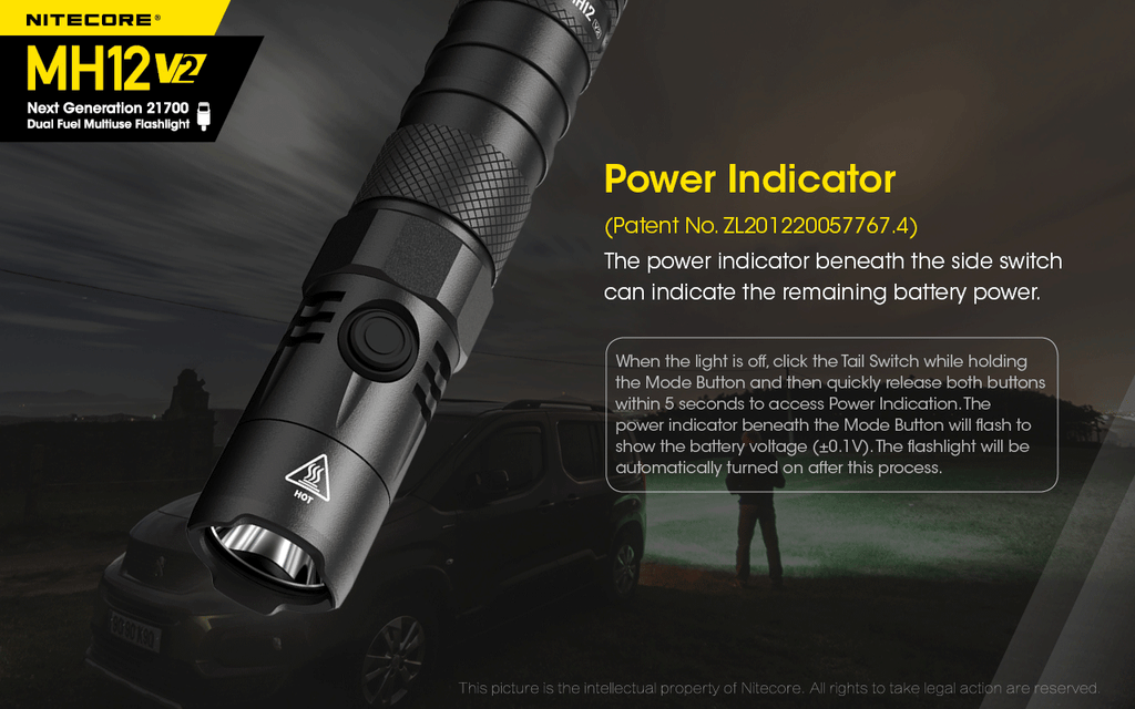 NITECORE MH12 V2 Tactical Flashlight 1200LM