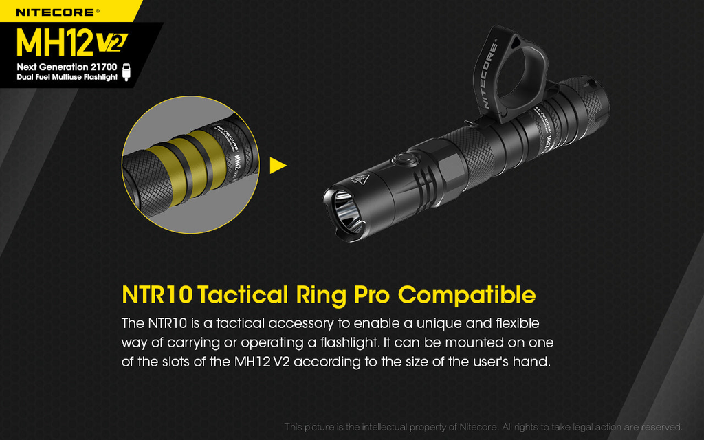NITECORE MH12 V2 Tactical Flashlight 1200LM