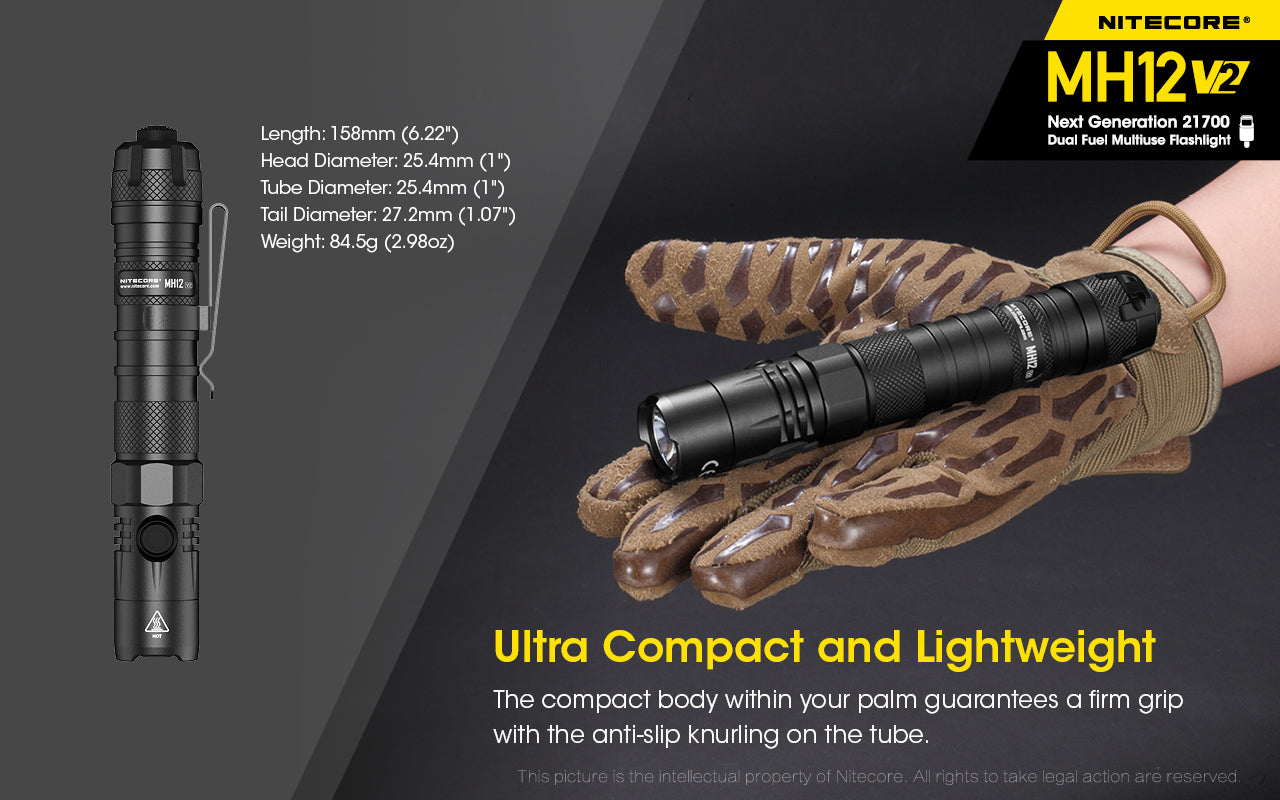 NITECORE MH12 V2 Tactical Flashlight 1200LM