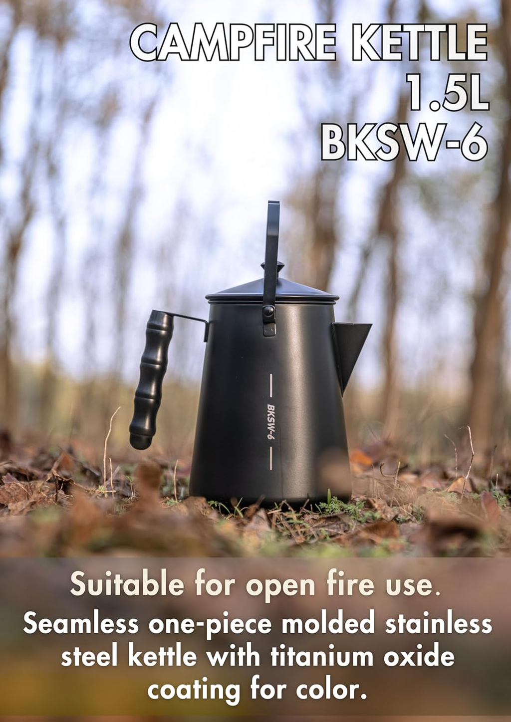 CAMPINGMOON BKSW-6 Black Bonfire Hanging Kettle