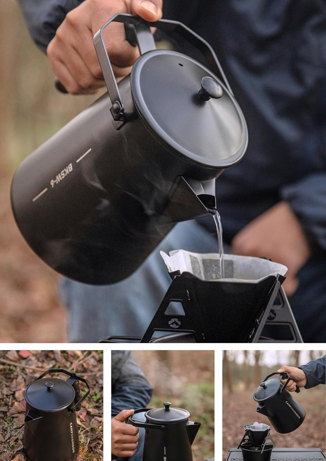 CAMPINGMOON BKSW-6 Black Bonfire Hanging Kettle