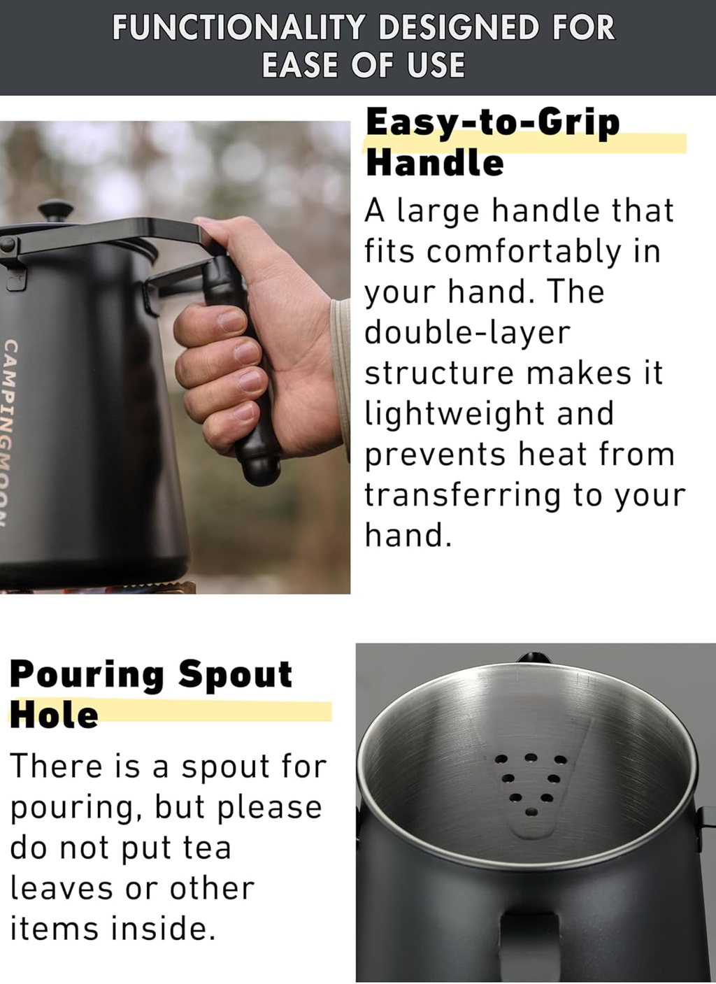 CAMPINGMOON BKSW-6 Black Bonfire Hanging Kettle