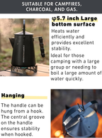 CAMPINGMOON BKSW-6 Black Bonfire Hanging Kettle