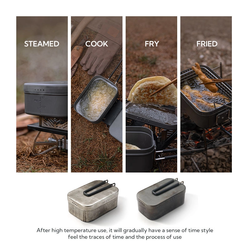 CAMPINGMOON S-2013 Mestin Stainless Steel Lunch Box & S-1218 Frying Net Set