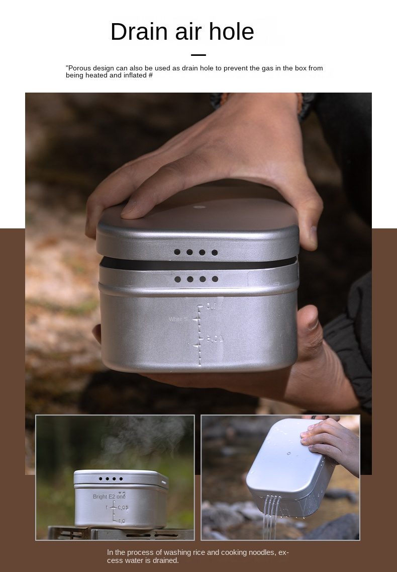 CAMPINGMOON S-2013 Mestin Stainless Steel Lunch Box & S-1218 Frying Net Set