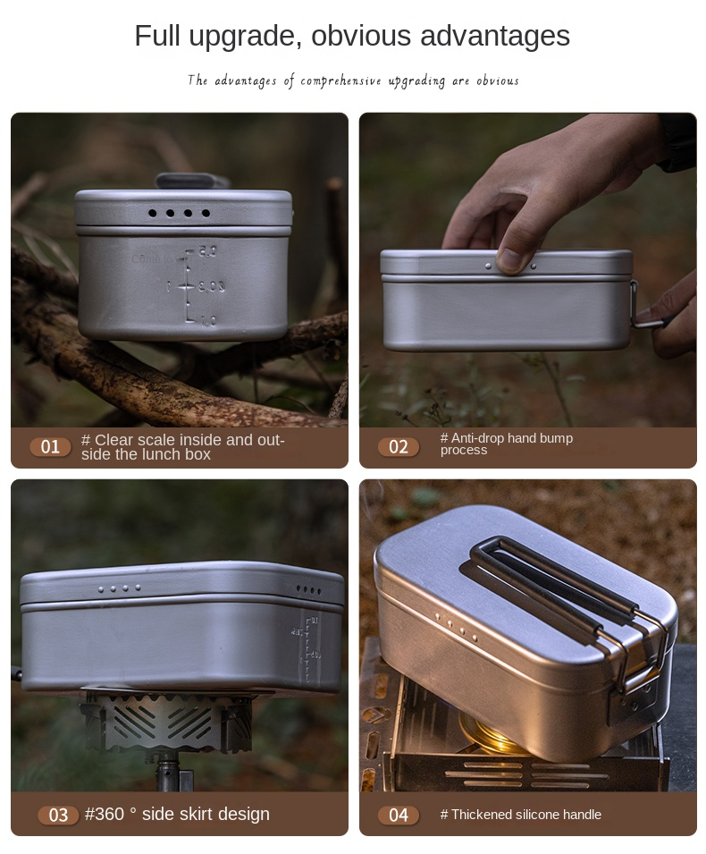 CAMPINGMOON S-2013 Mestin Stainless Steel Lunch Box & S-1218 Frying Net Set