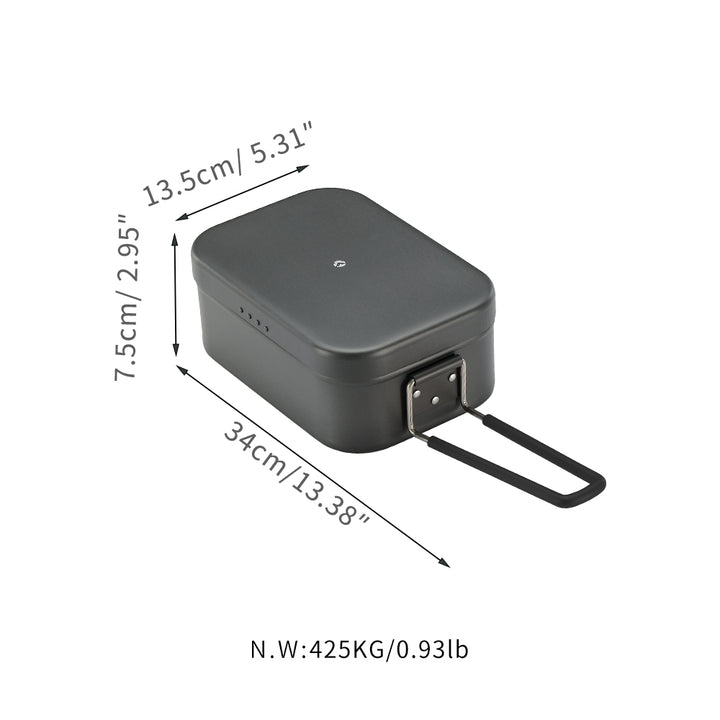 CAMPINGMOON H-2013 Mestin Black Lunch Box & S-1218 Frying Net Set