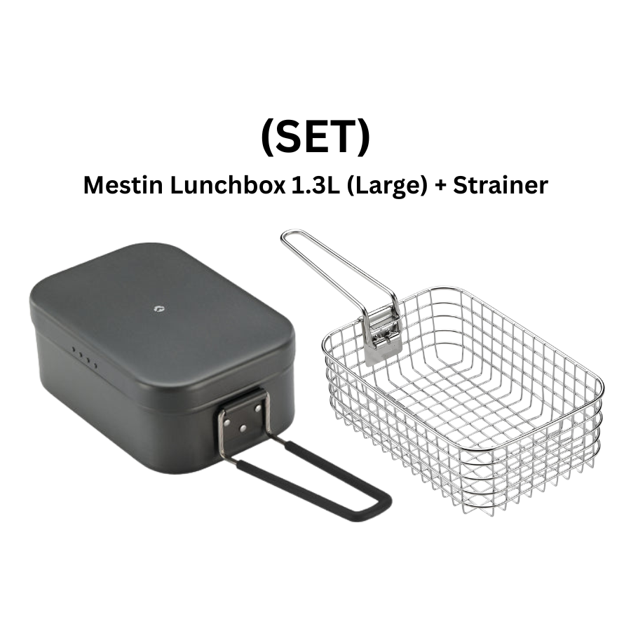 CAMPINGMOON H-2013 Mestin Black Lunch Box & S-1218 Frying Net Set