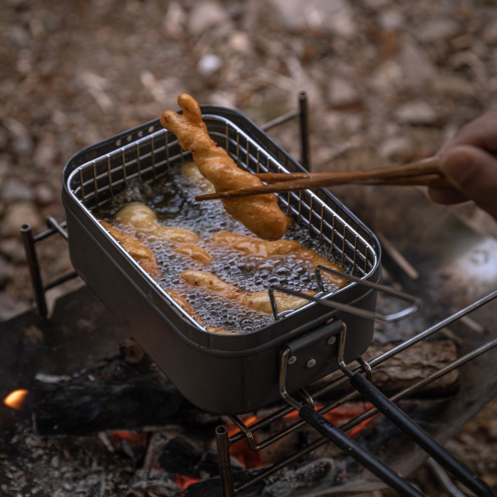 CAMPINGMOON S-2013 Mestin Stainless Steel Lunch Box & S-1218 Frying Net Set